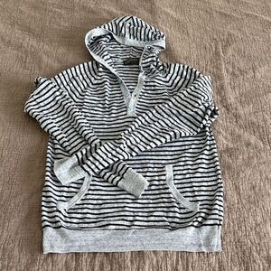 Striped blue thin knit Hoodie